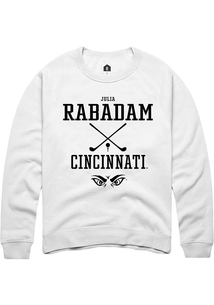 Julia Rabadam Rally Cincinnati Bearcats Mens White NIL Sport Icon Long Sleeve Crew Sweatshirt
