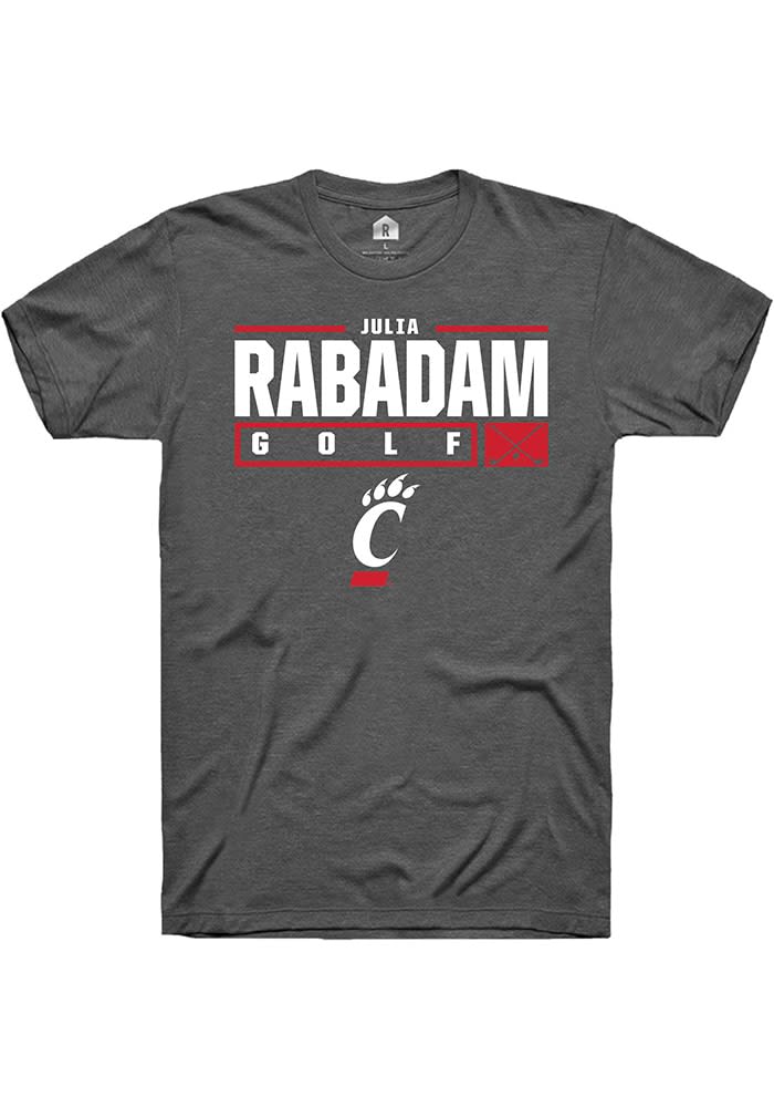 Julia Rabadam  Cincinnati Bearcats Dark Grey Rally NIL Stacked Box Short Sleeve T Shirt