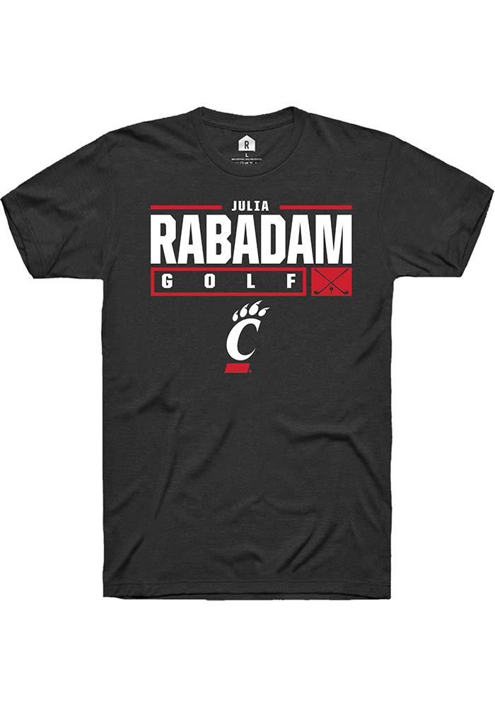 Julia Rabadam Cincinnati Bearcats Black Rally NIL Stacked Box Short Sleeve T Shirt
