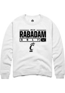 Julia Rabadam  Rally Cincinnati Bearcats Mens White NIL Stacked Box Long Sleeve Crew Sweatshirt