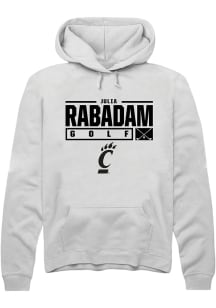 Julia Rabadam  Rally Cincinnati Bearcats Mens White NIL Stacked Box Long Sleeve Hoodie