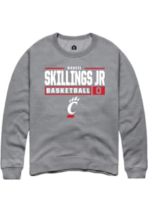 Daniel Skillings Jr. Rally Mens Graphite Cincinnati Bearcats NIL Stacked Box Crew Sweatshirt