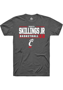 Daniel Skillings Jr. Dark Grey Cincinnati Bearcats NIL Stacked Box Short Sleeve T Shirt