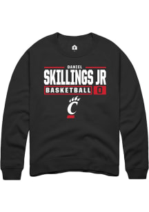 Daniel Skillings Jr. Rally Mens Black Cincinnati Bearcats NIL Stacked Box Crew Sweatshirt