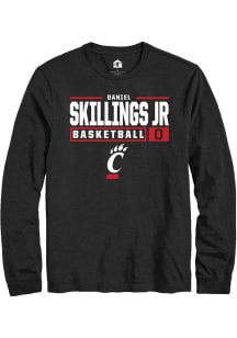 Daniel Skillings Jr. Rally Mens Black Cincinnati Bearcats NIL Stacked Box Tee