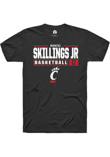 Daniel Skillings Jr. Black Cincinnati Bearcats NIL Stacked Box Short Sleeve T Shirt