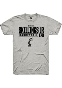 Daniel Skillings Jr. Ash Cincinnati Bearcats NIL Stacked Box Short Sleeve T Shirt