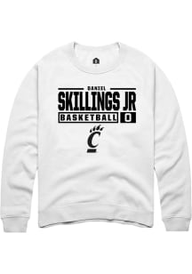 Daniel Skillings Jr. Rally Mens White Cincinnati Bearcats NIL Stacked Box Crew Sweatshirt