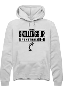 Daniel Skillings Jr. Rally Mens White Cincinnati Bearcats NIL Stacked Box Hooded Sweatshirt