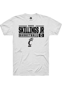 Daniel Skillings Jr. White Cincinnati Bearcats NIL Stacked Box Short Sleeve T Shirt