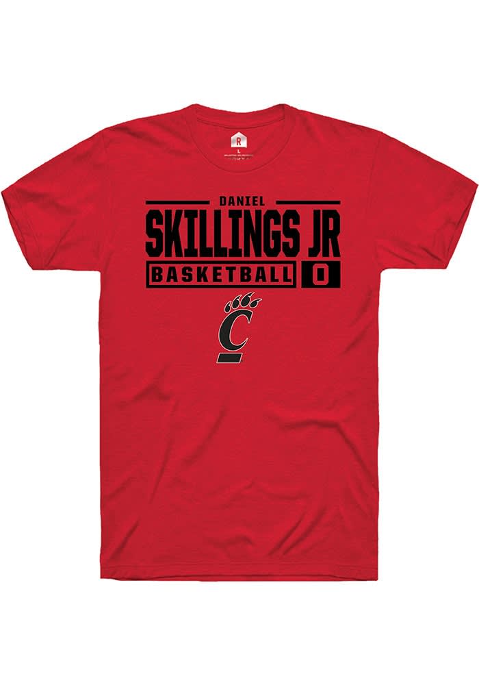 Daniel Skillings Jr. Cincinnati Bearcats Rally NIL Stacked Box Short Sleeve T Shirt