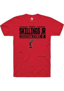 Daniel Skillings Jr. Red Cincinnati Bearcats NIL Stacked Box Short Sleeve T Shirt