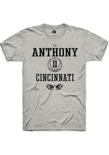 CJ Anthony  Cincinnati Bearcats Ash Rally NIL Sport Icon Short Sleeve T Shirt