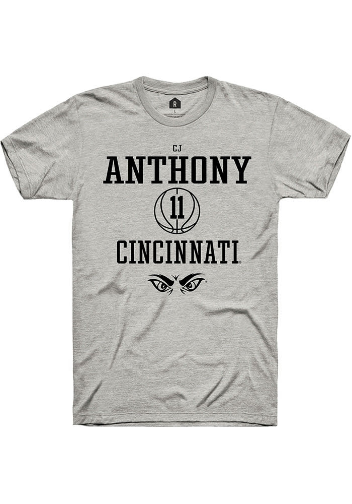 CJ Anthony Cincinnati Bearcats Grey Rally NIL Sport Icon Short Sleeve T Shirt