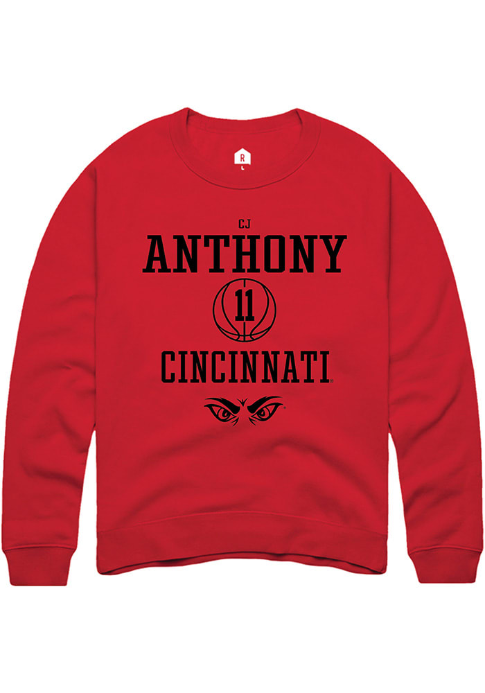 CJ Anthony Rally Cincinnati Bearcats Mens Red NIL Sport Icon Long Sleeve Crew Sweatshirt