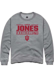 Cooper Jones Rally Mens Graphite Indiana Hoosiers NIL Stacked Box Crew Sweatshirt