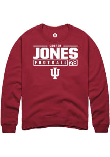 Cooper Jones Rally Mens Red Indiana Hoosiers NIL Stacked Box Crew Sweatshirt