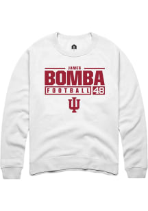 James Bomba Rally Mens White Indiana Hoosiers NIL Stacked Box Crew Sweatshirt