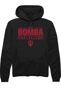 James Bomba Rally Mens Black Indiana Hoosiers NIL Stacked Box Hooded Sweatshirt