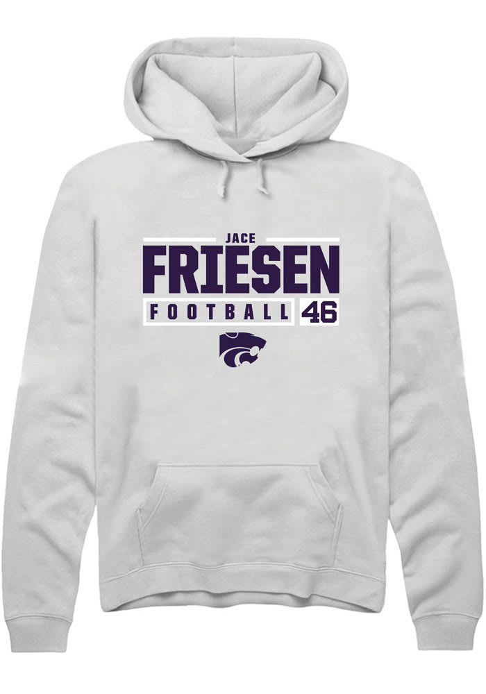 Jace Friesen Rally K-State Wildcats Mens White NIL Stacked Box Long Sleeve Hoodie