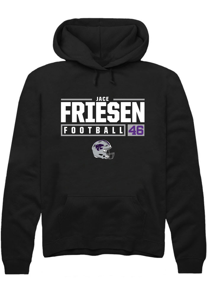 Jace Friesen Rally K-State Wildcats Mens Black NIL Stacked Box Long Sleeve Hoodie