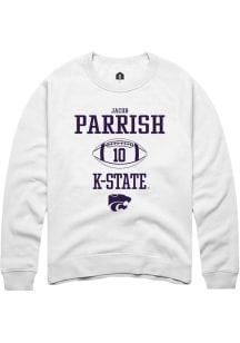 Jacob Parrish Rally Mens White K-State Wildcats NIL Sport Icon Crew Sweatshirt