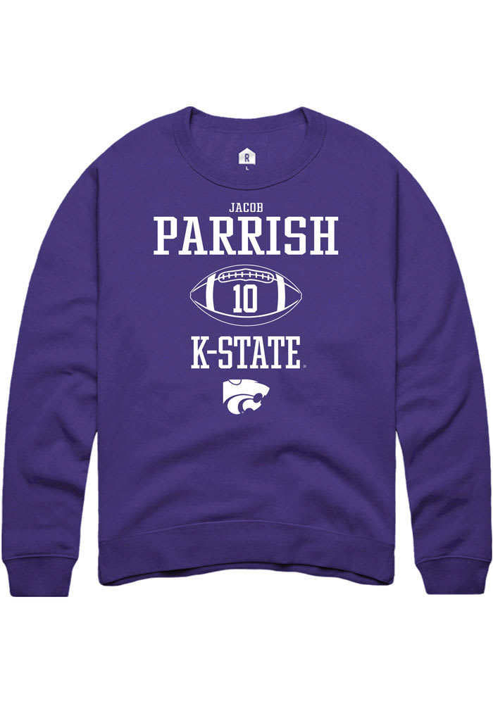 Jacob Parrish Rally K-State Wildcats Mens Purple NIL Sport Icon Long Sleeve Crew Sweatshirt