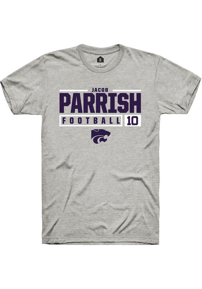 Jacob Parrish K-State Wildcats Grey Rally NIL Stacked Box Short Sleeve T Shirt