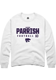 Jacob Parrish Rally Mens White K-State Wildcats NIL Stacked Box Crew Sweatshirt