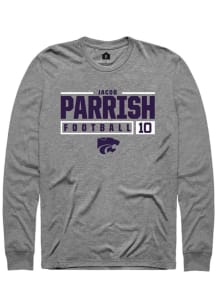 Jacob Parrish Rally Mens Graphite K-State Wildcats NIL Stacked Box Tee