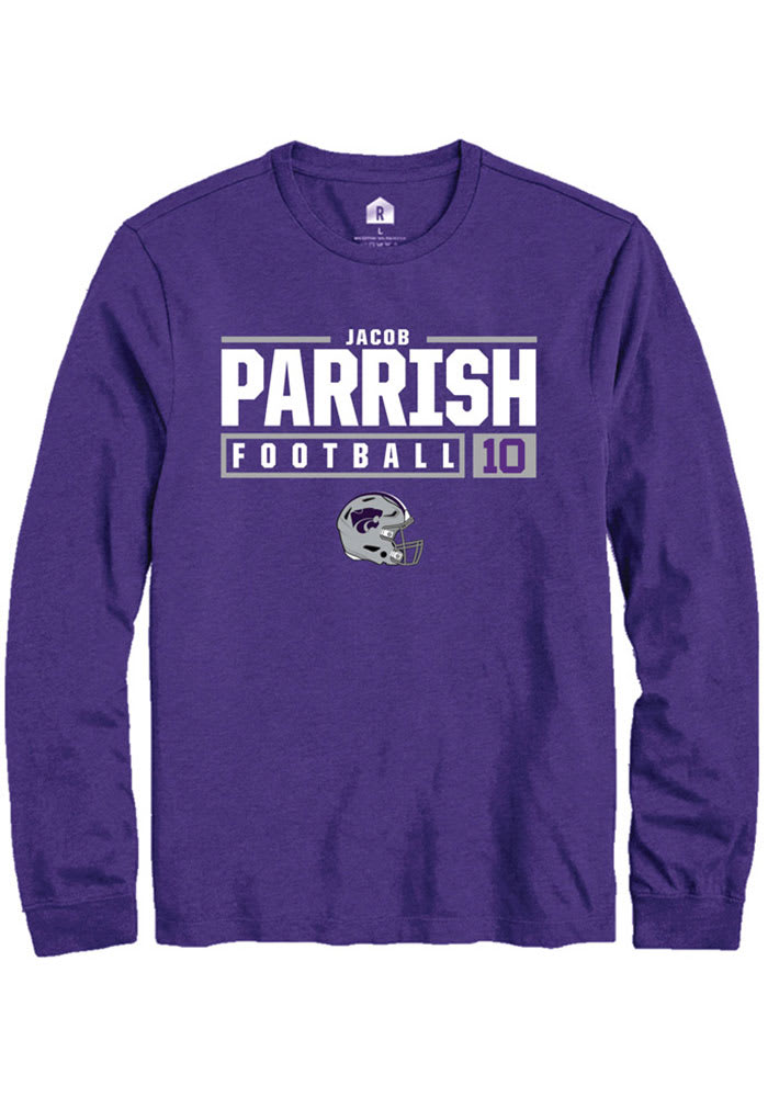 Jacob Parrish K-State Wildcats Purple Rally NIL Stacked Box Long Sleeve T Shirt