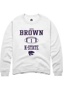 Jayce Brown  Rally K-State Wildcats Mens White NIL Sport Icon Long Sleeve Crew Sweatshirt