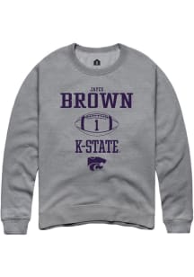 Jayce Brown  Rally K-State Wildcats Mens Graphite NIL Sport Icon Long Sleeve Crew Sweatshirt