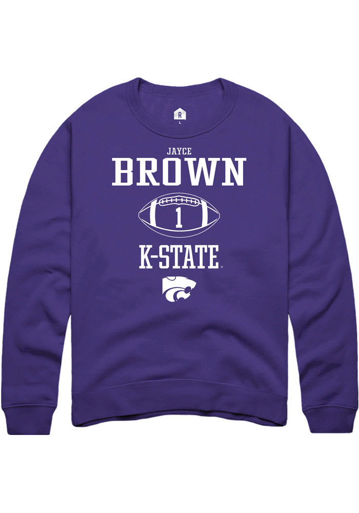 Jayce Brown Rally K-State Wildcats Mens Purple NIL Sport Icon Long Sleeve Crew Sweatshirt