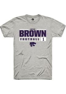 Jayce Brown  K-State Wildcats Ash Rally NIL Stacked Box Short Sleeve T Shirt