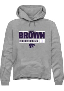 Jayce Brown  Rally K-State Wildcats Mens Graphite NIL Stacked Box Long Sleeve Hoodie