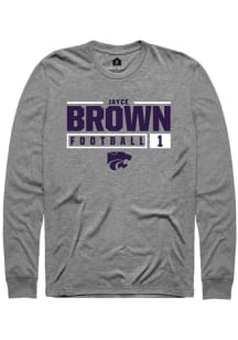 Jayce Brown  K-State Wildcats Graphite Rally NIL Stacked Box Long Sleeve T Shirt