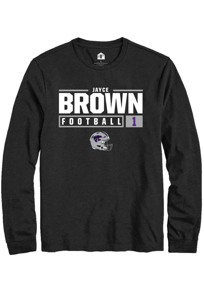 Jayce Brown K-State Wildcats Black Rally NIL Stacked Box Long Sleeve T Shirt
