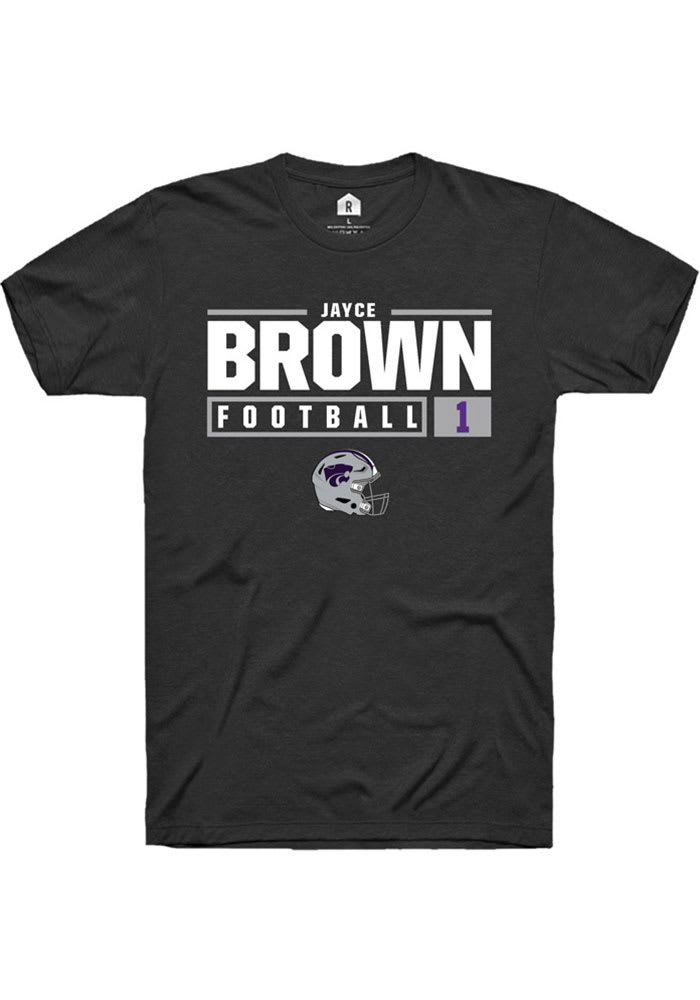 Jayce Brown K-State Wildcats Black Rally NIL Stacked Box Short Sleeve T Shirt
