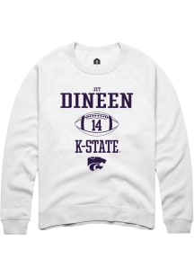 Jet Dineen Rally Mens White K-State Wildcats NIL Sport Icon Crew Sweatshirt