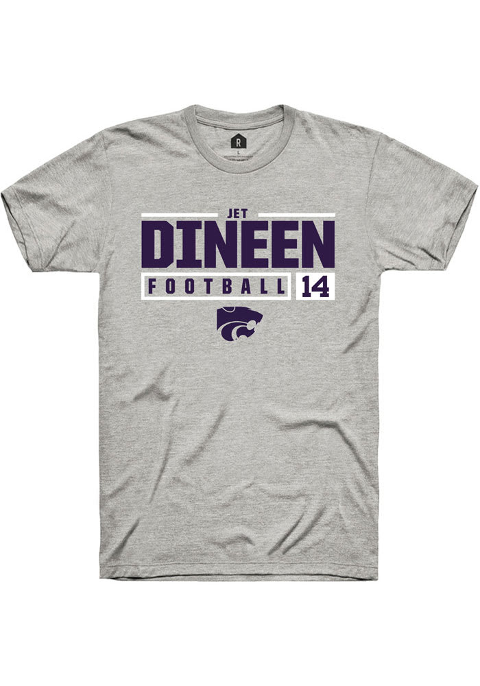 Jet Dineen K-State Wildcats Grey Rally NIL Stacked Box Short Sleeve T Shirt