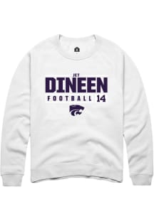 Jet Dineen Rally Mens White K-State Wildcats NIL Stacked Box Crew Sweatshirt