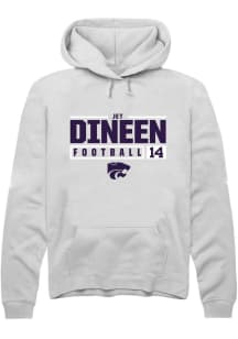 Jet Dineen Rally Mens White K-State Wildcats NIL Stacked Box Hooded Sweatshirt