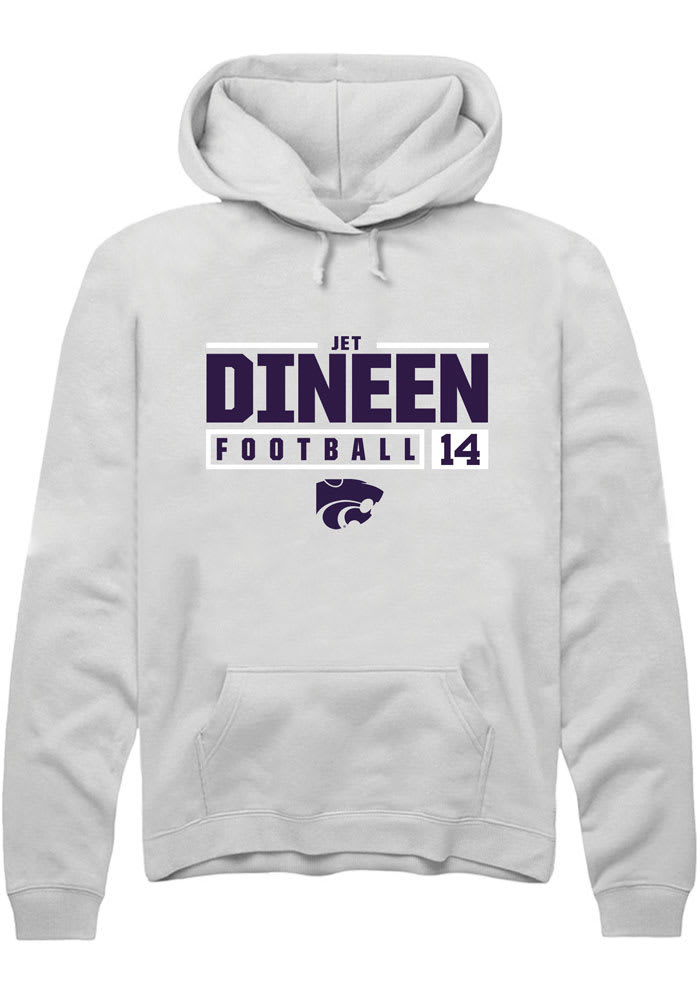 Jet Dineen Rally K-State Wildcats Mens White NIL Stacked Box Long Sleeve Hoodie