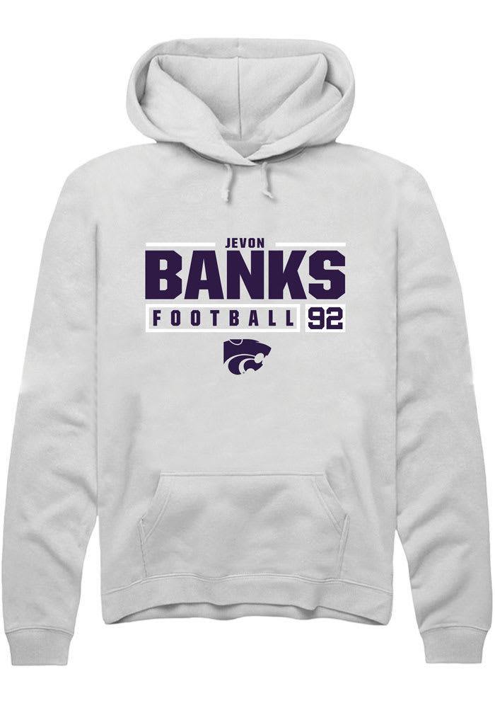Jevon Banks Rally K-State Wildcats Mens White NIL Stacked Box Long Sleeve Hoodie