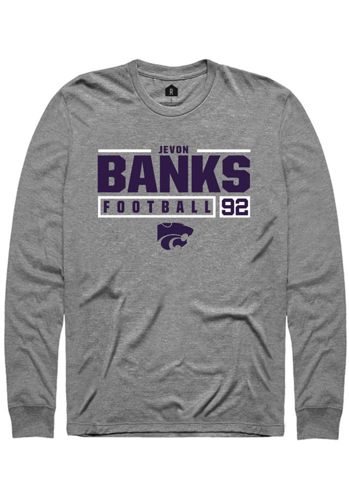 Jevon Banks K-State Wildcats Grey Rally NIL Stacked Box Long Sleeve T Shirt