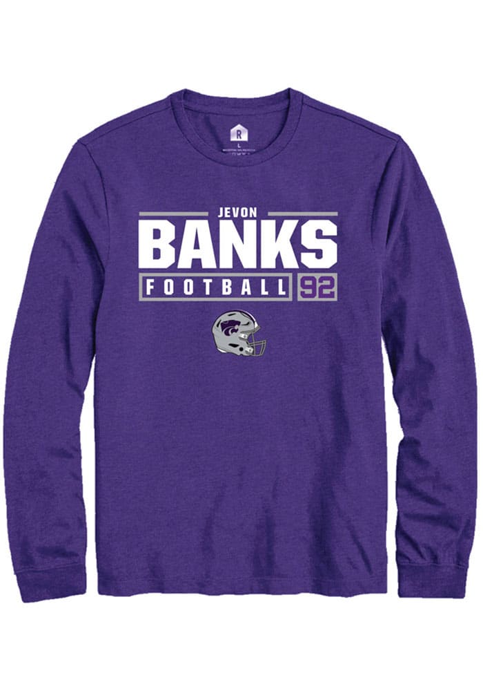 Jevon Banks K-State Wildcats Purple Rally NIL Stacked Box Long Sleeve T Shirt