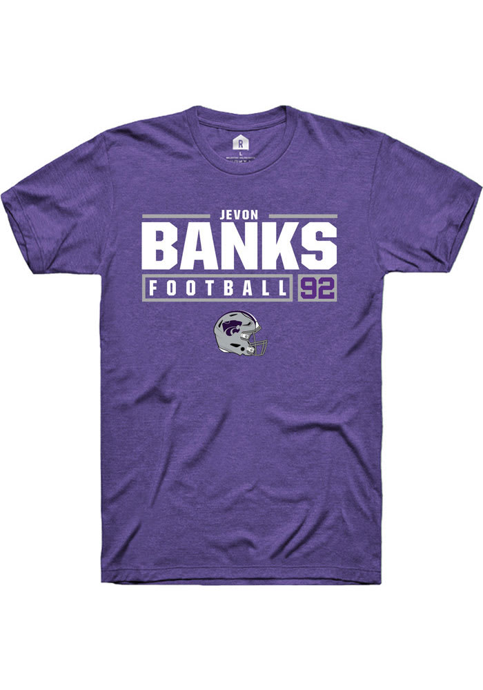 Jevon Banks K-State Wildcats Purple Rally NIL Stacked Box Short Sleeve T Shirt