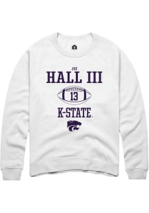 Joe Hall III Rally Mens White K-State Wildcats NIL Sport Icon Crew Sweatshirt