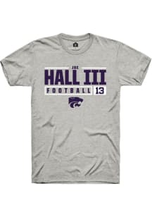 Joe Hall III Ash K-State Wildcats NIL Stacked Box Short Sleeve T Shirt